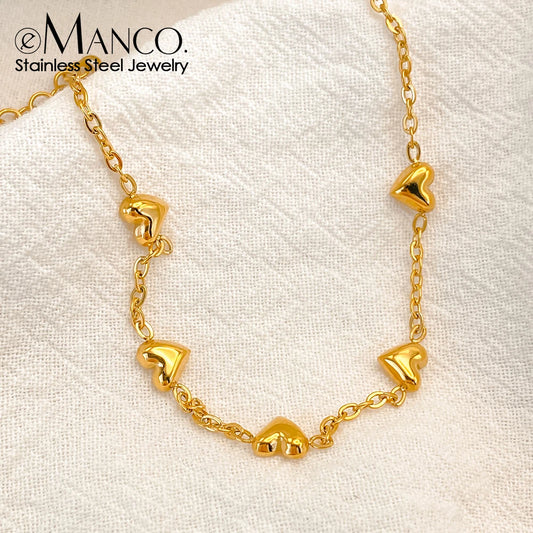 eManco Edelstahl Gold Farbe Herz Liebe Armband Für Frauen Mädchen Mode Armreifen Wasserdicht Schmuck Urlaub Geschenk Großhandel