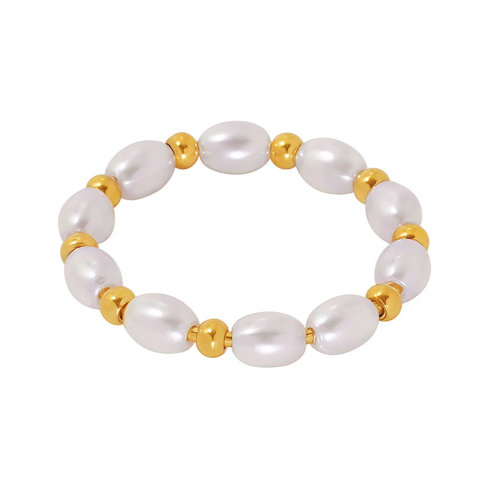 Imitation Perle Gemischte Edelstahl Perlen Ring Für Frauen 18k Gold Überzogene frauen Multi Größe Perlen Ringe Luxus frau Schmuck