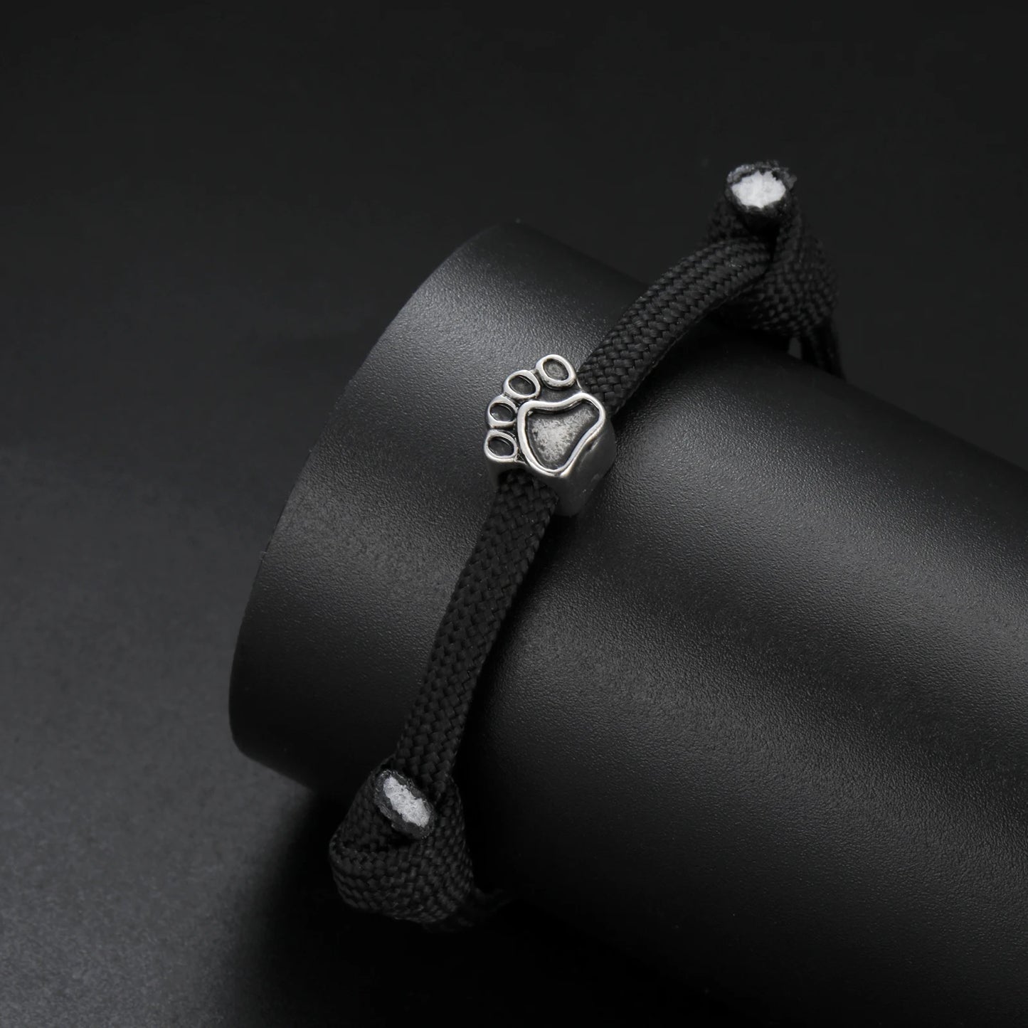 Cazador Punk Hund Haustier Pfoten Charm Armband für Frauen Männer Einstellbare Schwarz Seil Schnur Armbänder Edelstahl Schmuck Paar Geschenk