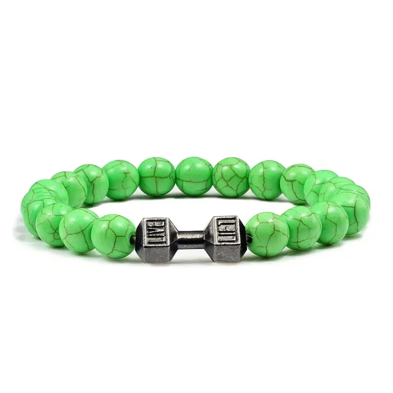 Lava Armband Schwarz Vulkanstein schwarz Matte Hantel Perlen Armbänder Für Frauen Männer Fitness Langhantel Schmuck Herren Armbänder