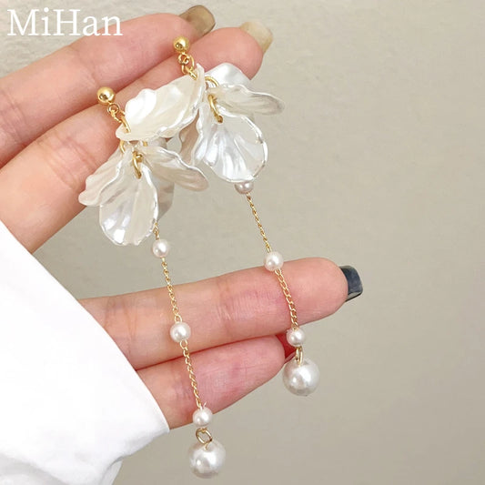 Moderne Schmuck 925 Silber Nadel Elegante Temperament Simulierte perle Quaste Ohrringe Für Frauen Mode Zubehör Großhandel