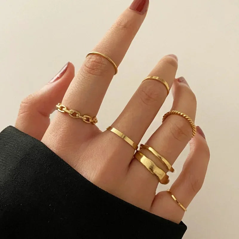 Boho Gold Farbe Herz Ringe Set Für Frauen Vintage Geometrische Kreuz Perle Schmetterling Finger Ringe Weibliche Trendy Schmuck Geschenk