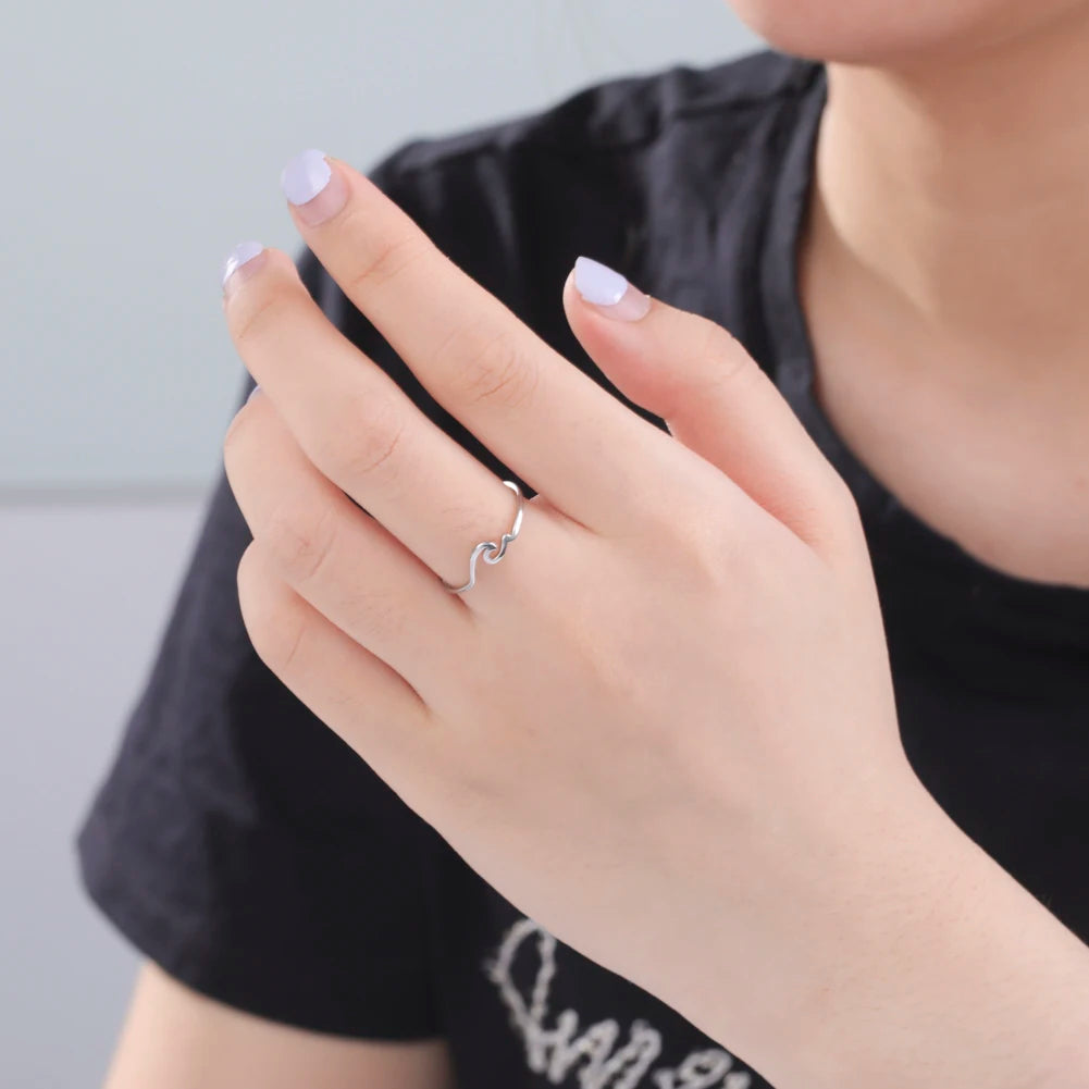 COOLTIME Einfache Meereswellen-Paarringe 2025, Trend Ocean Surf Edelstahl, gepaarte Ringe für Damen und Herren, Hochzeit, Geburtstag, Schmuck