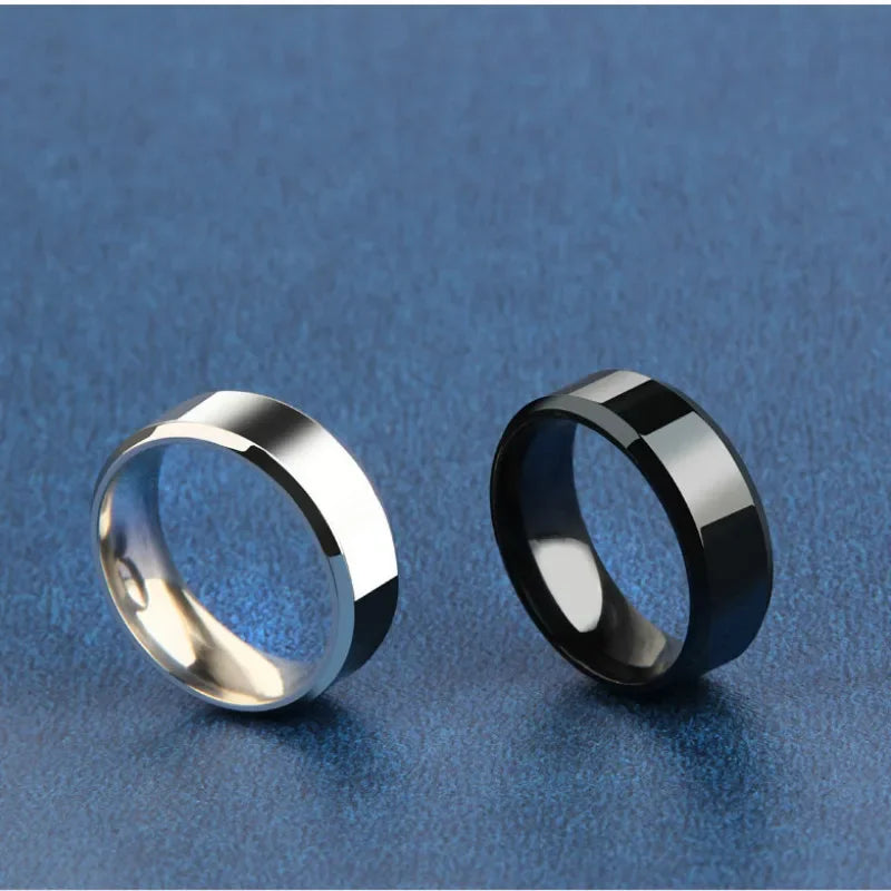 Charm-Schmuckring für Männer und Frauen, Edelstahl, schwarze Ringe, Hochzeit, Verlobung, Band, hochwertiger, mattierter Herrenschmuck