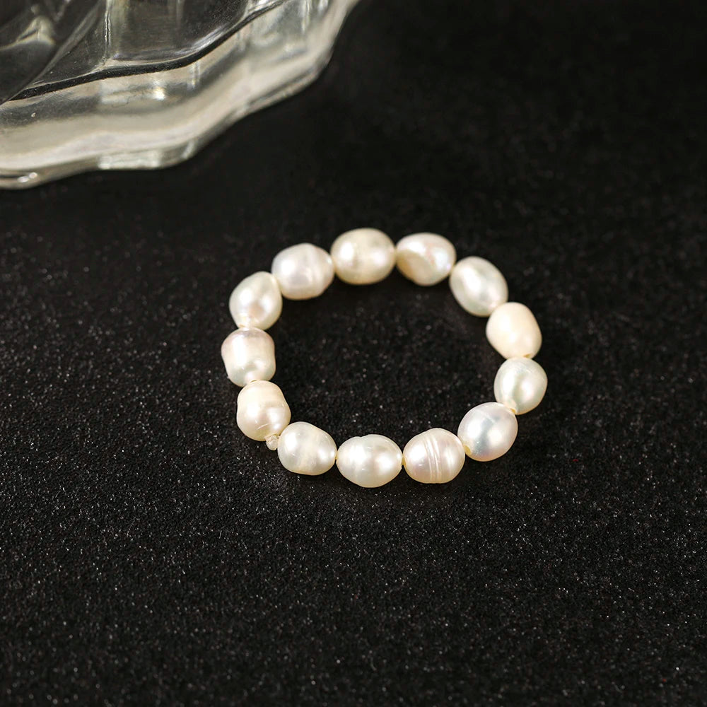 Mode Elegante Perlen Perle Ringe Imitation Perle Geometrische Ringe für Frauen Kontinuierliche Kreis Minimalistischen Ring 2022 Neue