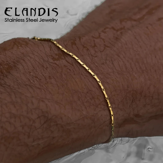 ELANDIS Kein Farbverlust Schmuck Armband Minimalist Herren Edelstahl Wasserdicht Weißgold Armband Großhandel Direktverkauf