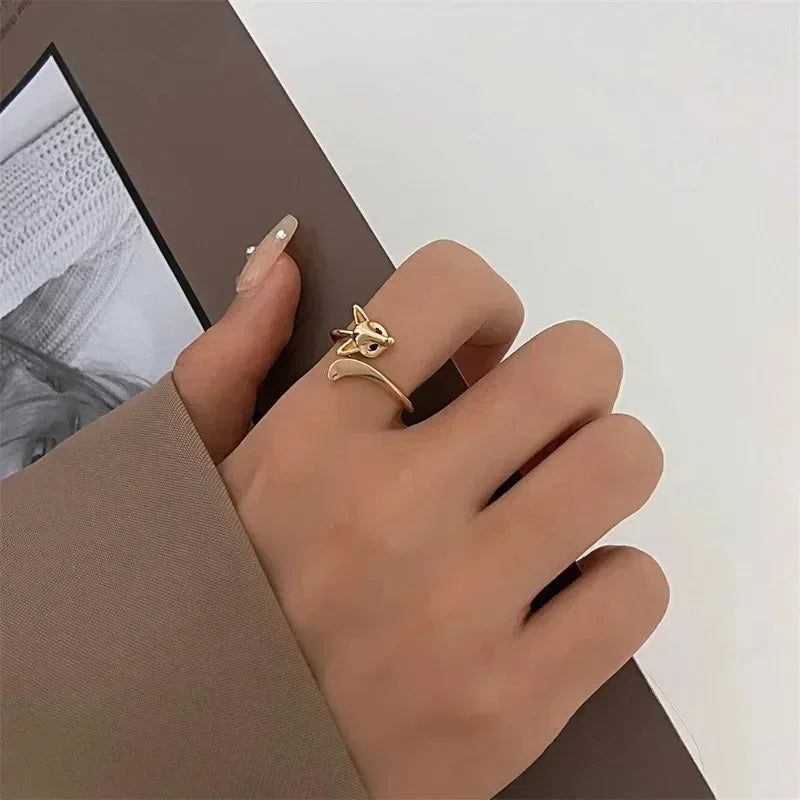 Kreativer, fuchsförmiger, verstellbarer Ring mit Öffnung für Damen und Herren, Vintage-Tierringe, Hip-Hop-Metallschmuck, Zubehör, Alem Itt