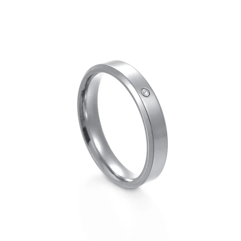 6mm einfache Zirkon Paar Ringe für Liebhaber Gold Farbe Edelstahl Frauen Männer Eheringe